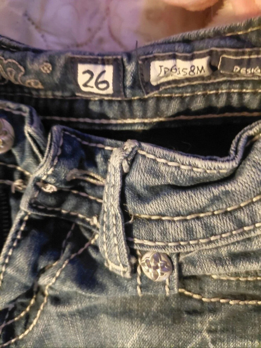 Womens Miss Me  Bemuda Shorts  Blue Denim with Contrast Stitching  Size 26